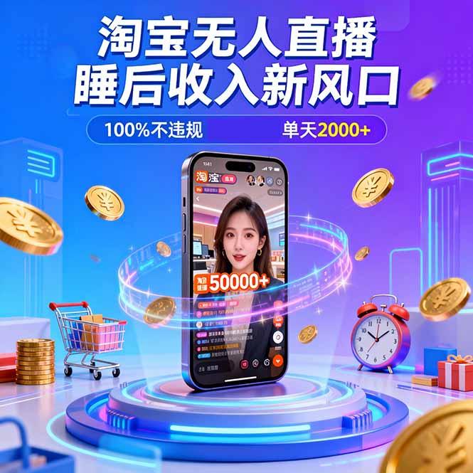 淘宝无人直播,不违规不封号,直播100小时卖了5万,年底旺季!-1 淘宝无人直播,不违规不封号,直播100小时卖了5万,年底旺季!-1