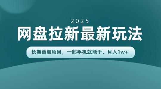 长期蓝海项目揭秘：网盘拉新最新玩法，一部手机就能干，当天见收益，月入1W+