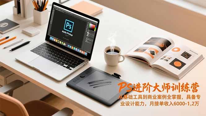 PS进阶大师训练营，从基础工具到商业案例全掌握，具备专业设计能力，月接单收入6000-1.2万