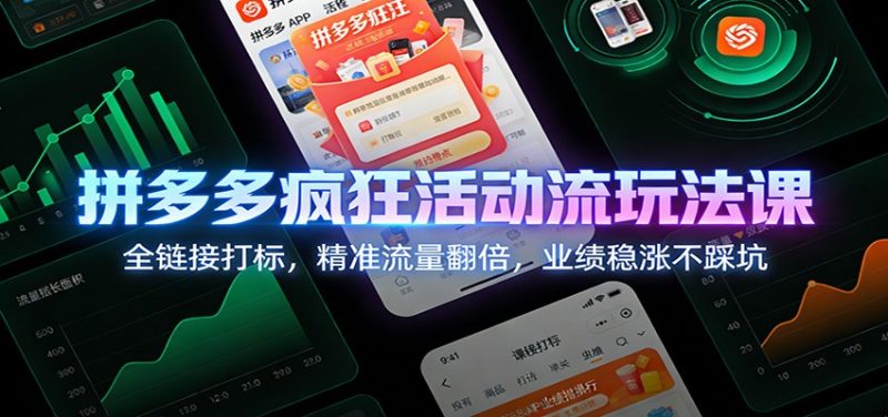 拼多多疯狂活动流玩法课：全链接打标，精准流量翻倍，业绩稳涨不踩坑