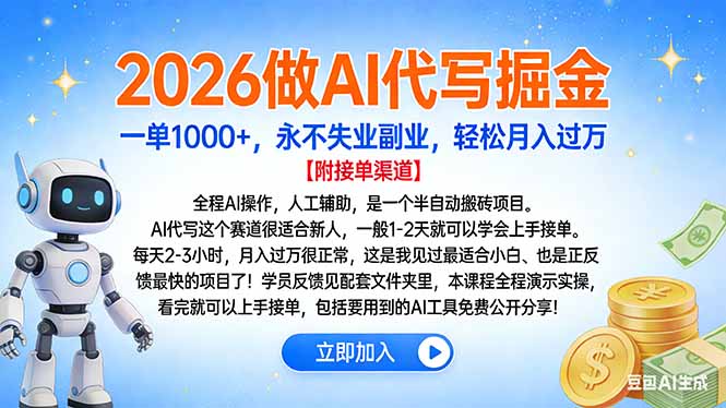 2026做AI代写掘金,一单1000+,永不失业副业,轻松月入过万-1 2026做AI代写掘金,一单1000+,永不失业副业,轻松月入过万-1
