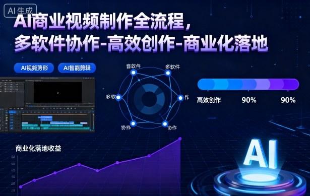 AI商业视频制作全流程2期，多软件协作-高效创作-商业化落地（更新）