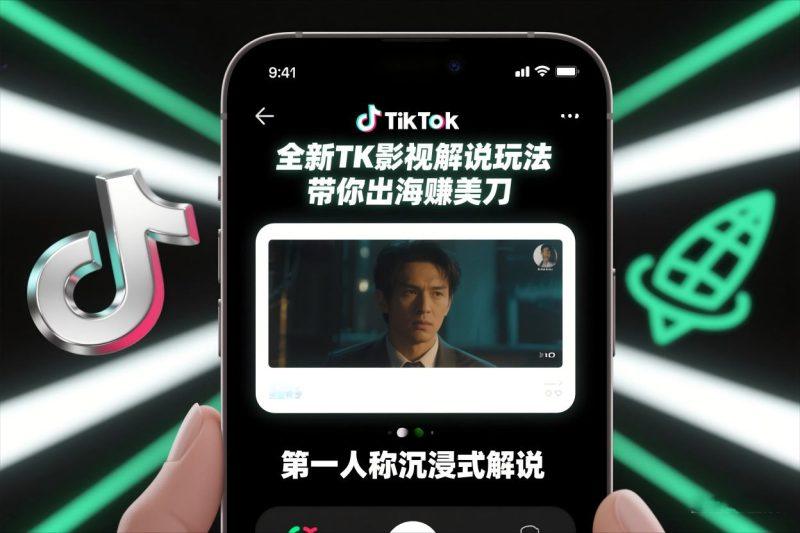 TikTok第一人称影视解说教学，全新TK影视解说玩法，带你出海賺美刀