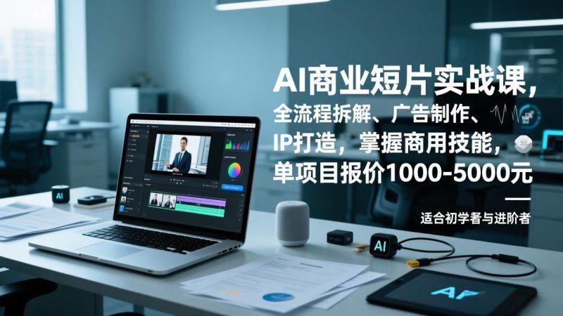 AI商业短片实战课，全流程拆解、广告制作、IP打造，掌握商用技能，单项目报价1000-5000元