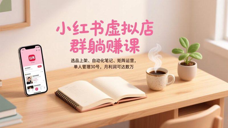 小红书虚拟店群躺赚课,选品上架、自动化笔记、矩阵运营,单人管理30号,月利润可达数万-1 小红书虚拟店群躺赚课,选品上架、自动化笔记、矩阵运营,单人管理30号,月利润可达数万-1