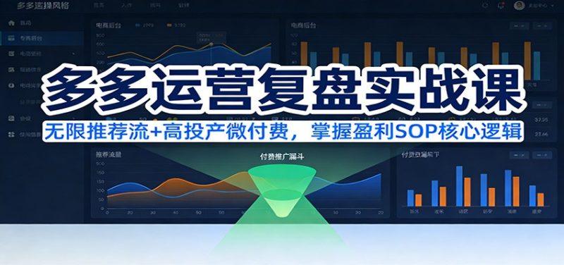 多多运营复盘实战课：无限推荐流+高投产微付费，掌握盈利SOP核心逻辑（更新）