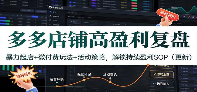 多多店铺高盈利复盘：暴力起店+微付费玩法+活动策略，解锁持续盈利SOP（更新）