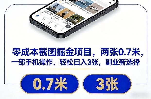 零成本截图掘金项目，两张0.7米，一部手机操作，轻松日入3张，副业新选择【揭秘】-2