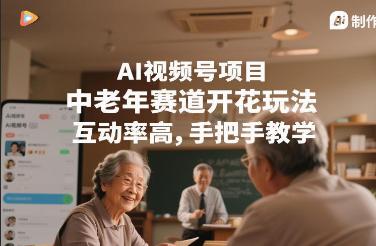 AI视频号项目,中老年赛道开花玩法,互动率高,手把手教学-1 AI视频号项目,中老年赛道开花玩法,互动率高,手把手教学-1
