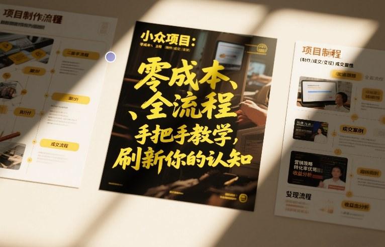小众项目：零成本、全流程（制作-成交-变现）手把手教学，刷新你的认知