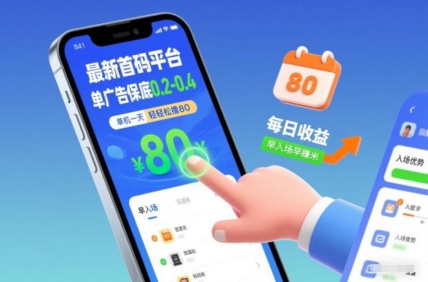 最新首码平台，单广告保底0.2-0.4，单机一天轻松撸80，早入场早賺米【揭秘】