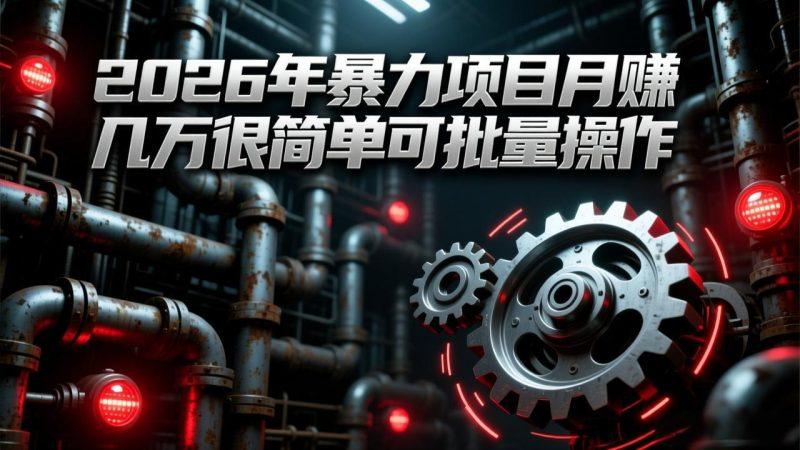 2026年暴力项目月赚几万很简单可批量操作，成本低，利润大