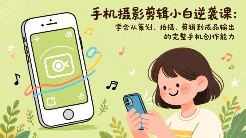 手机摄影剪辑小白逆袭课：学会从策划、拍摄、剪辑到成品输出的完整手机创作能力