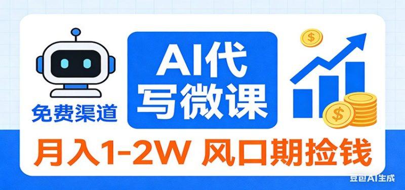 2026告别打工！AI 代写微课，提供免费渠道，月入 1-2W 风口期捡钱