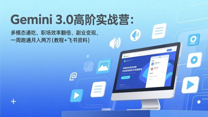 Gemini 3.0高阶实战营：多模态通吃、职场效率翻倍、副业变现，一周跑通月入两万(教程+飞书资料)